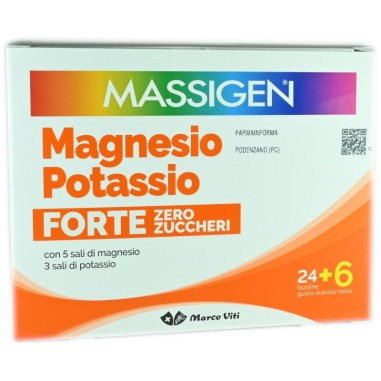 Massigen Magnesio e Potassio Forte senza zucchero. 30 buste da 8 gr.