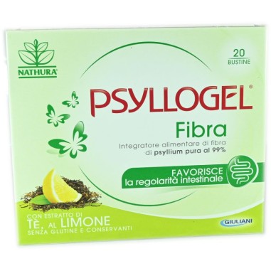 Psyllogel Fibra 20 Bustine a base di fibra di Psyllium Gusto Tè al Limone