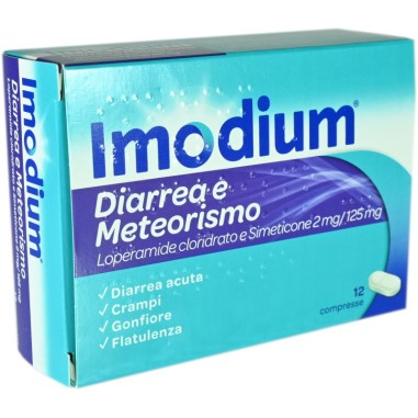 Imodium Diarrea e Meteorismo 2 mg/125 mg 12 Compresse