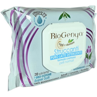 BioGenya Salviette Struccanti Pelli Normali Puro Latte Detergente