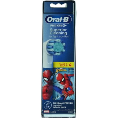 Oral-B Testina Di Ricambio Kids Spiderman 4 Pezzi Extra Soft
