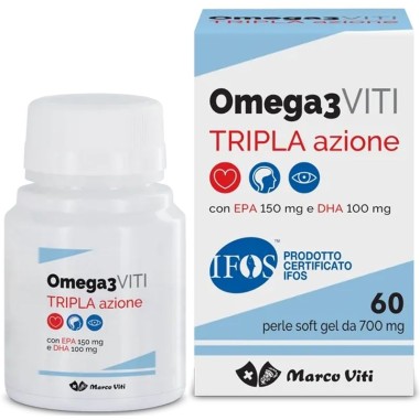 Omega3 Viti Tripla Azione Funzione Cardiaca Cerebrale Visiva 60 Perle