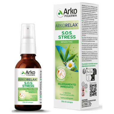 Arkorelax Sos Stress Spray Sublinguale Olio Semi di Canapa Senza Thc