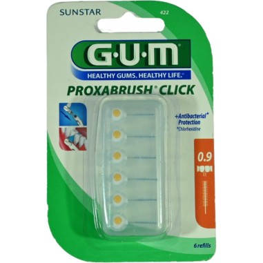 Gum Proxabrush Clik 6 Ricambi Scovolino Cilindrico Diametro 0,9 mm