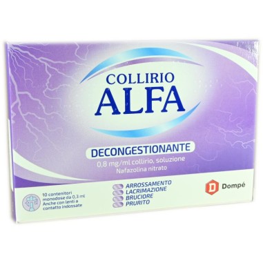 Colliro Alfa monodose 10 ampolle da 3 ml. Soluzione decongestionante ed antiallergico